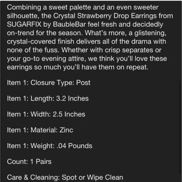 NWT 🍓Sugarfix Baublebar Berry Tale This Is My Jam Strawberry Drop Earrings Pink - Picture 5 of 5